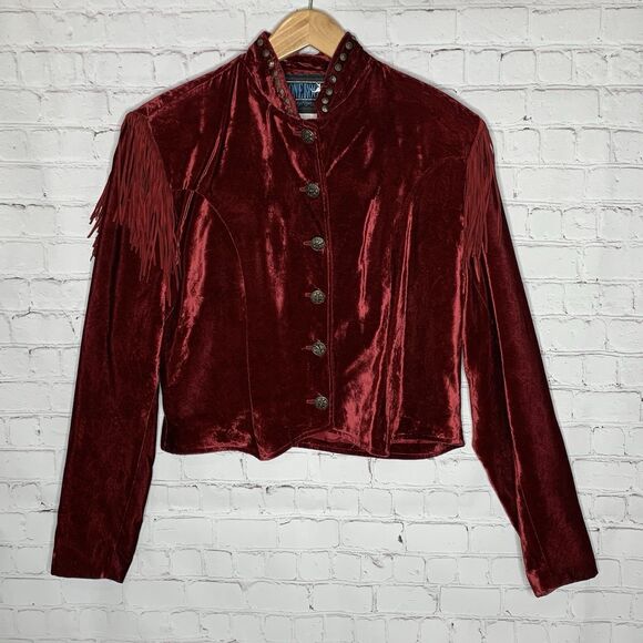 Lone Roo by Roper Red Vintage 90s Women’s Western Fringe Jacket w/ Skirt - Picture 2 of 15